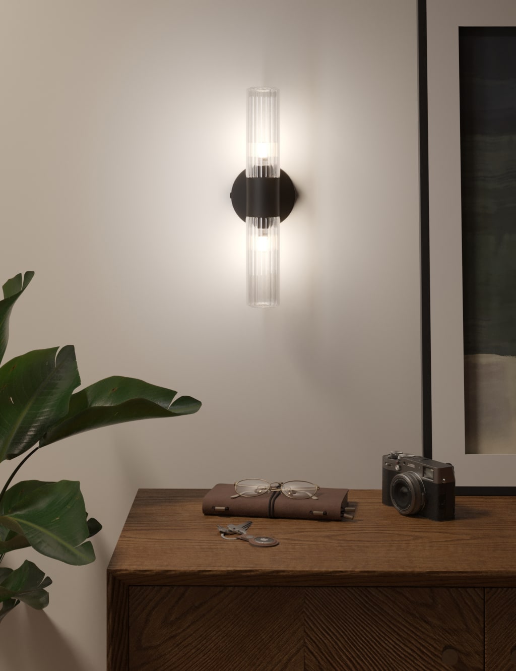 Glass Ribbed Wall Light 1 of 2