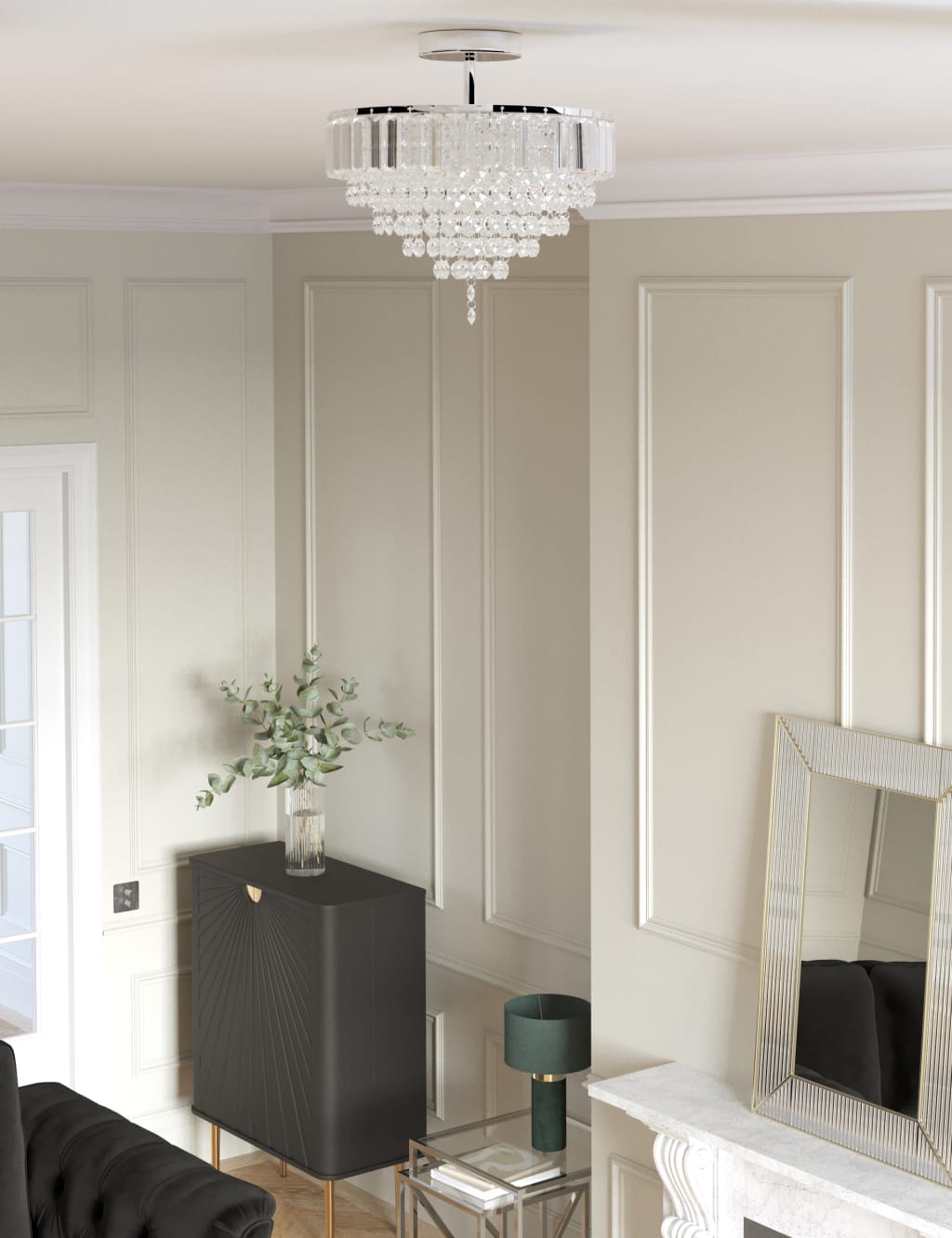 Glass Crystal Flush Ceiling Light 3 of 6