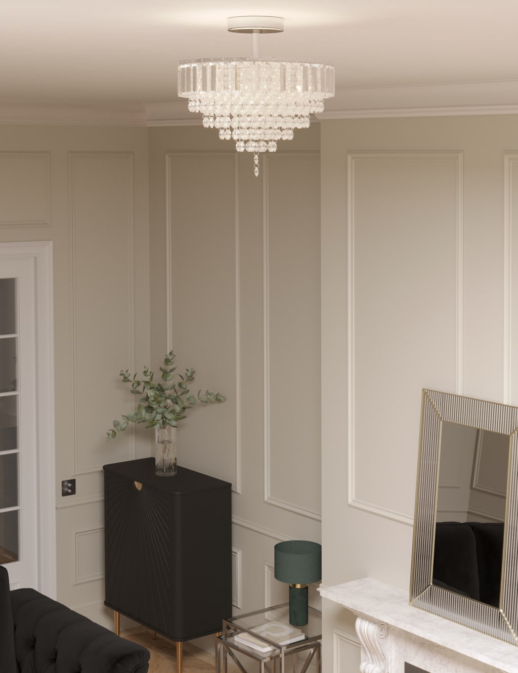 Glass Crystal Flush Ceiling Light 2 of 6
