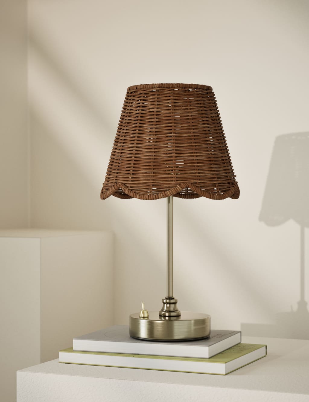 Wicker Scallop Rechargeable Table Lamp 1 of 5