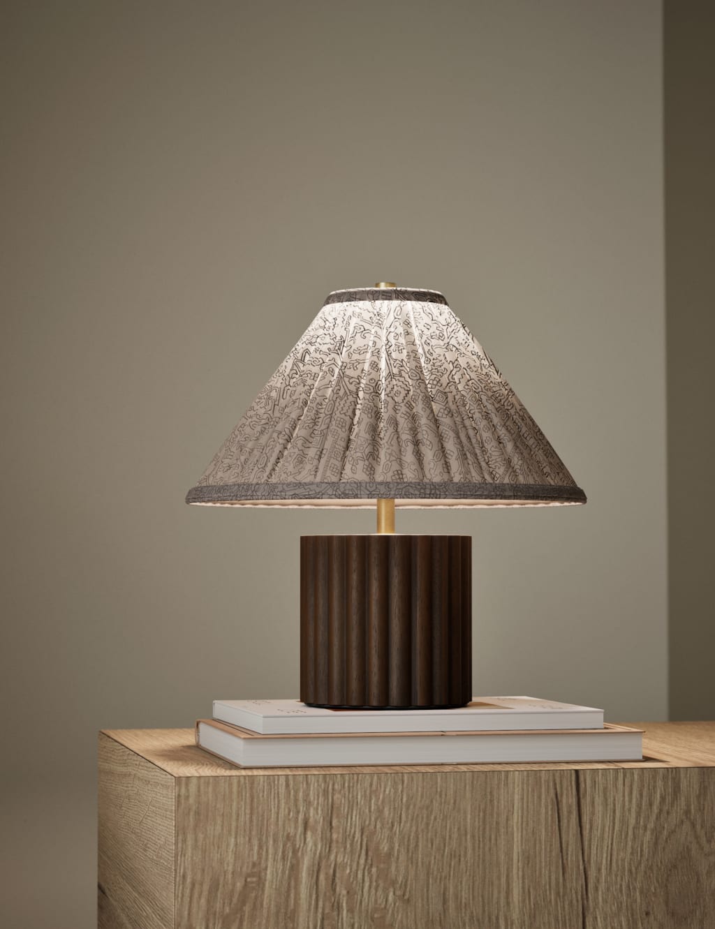 Wood Ribbed Round Table Lamp 2 of 6