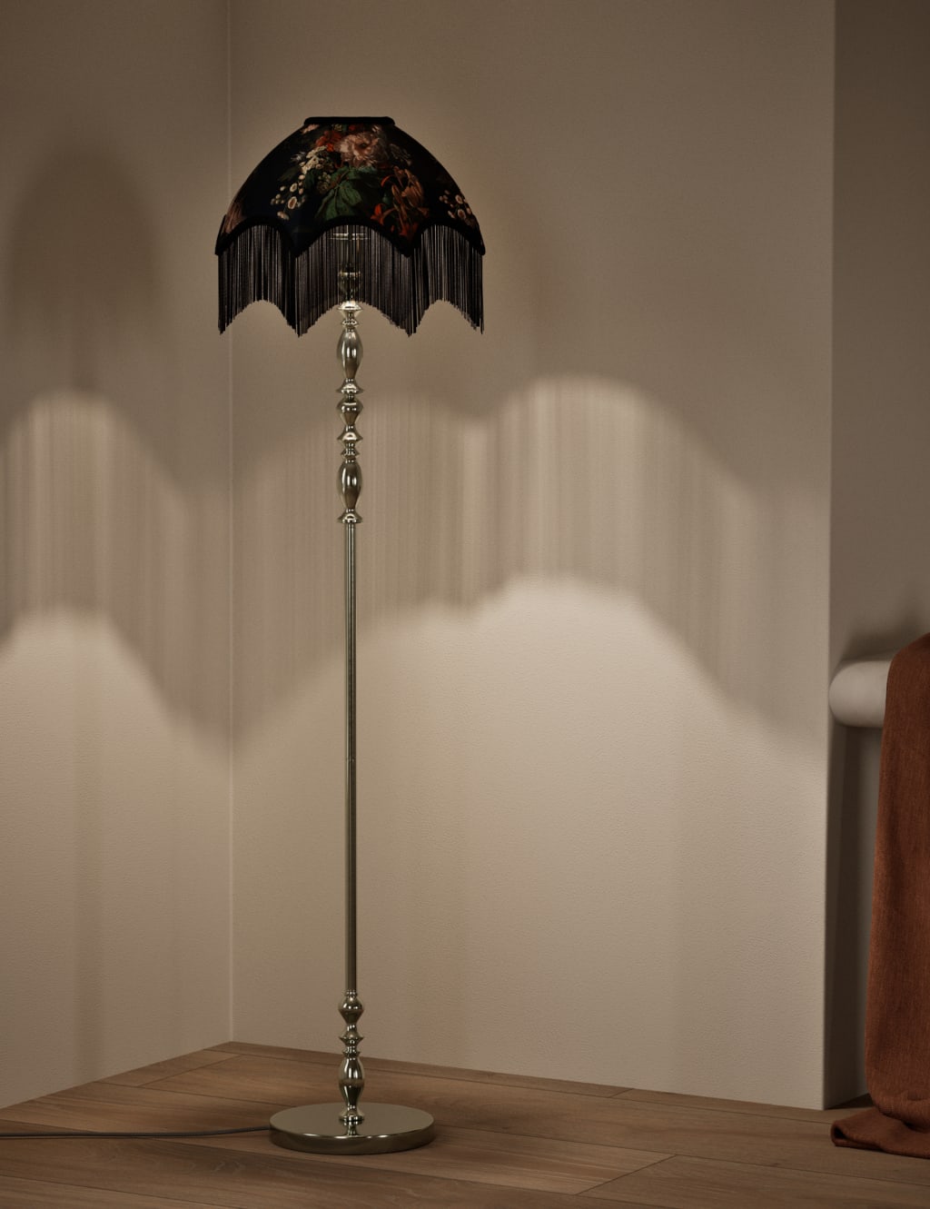 Floral Fringed Floor Lamp 2 of 5