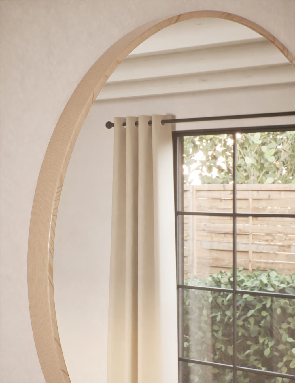 Round Pine Wall Mirror 3 of 4