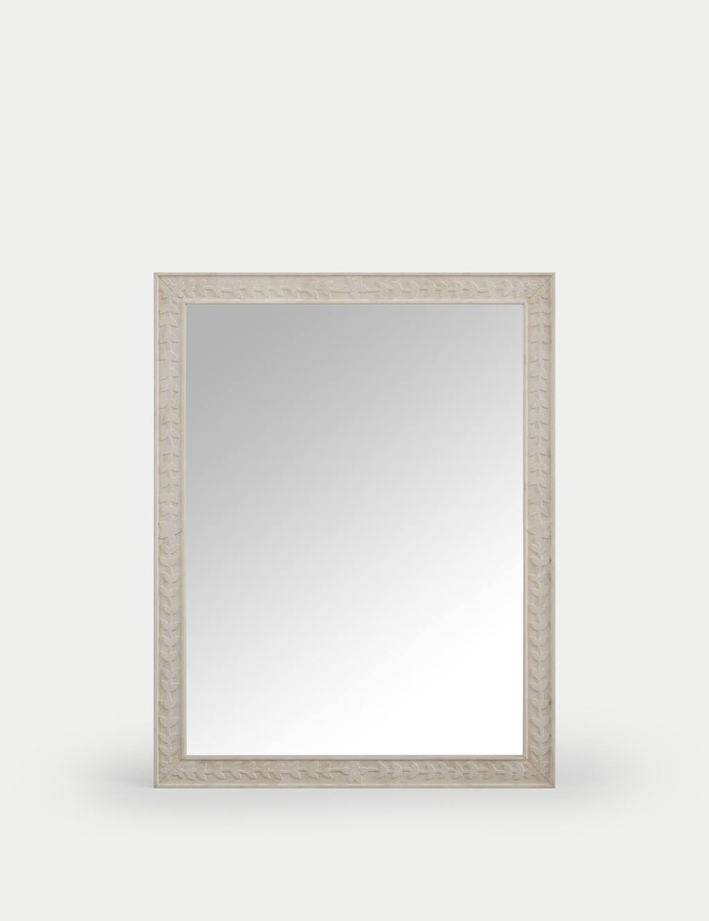 Carved Wooden Large Rectangular Wall Mirror 2 of 4