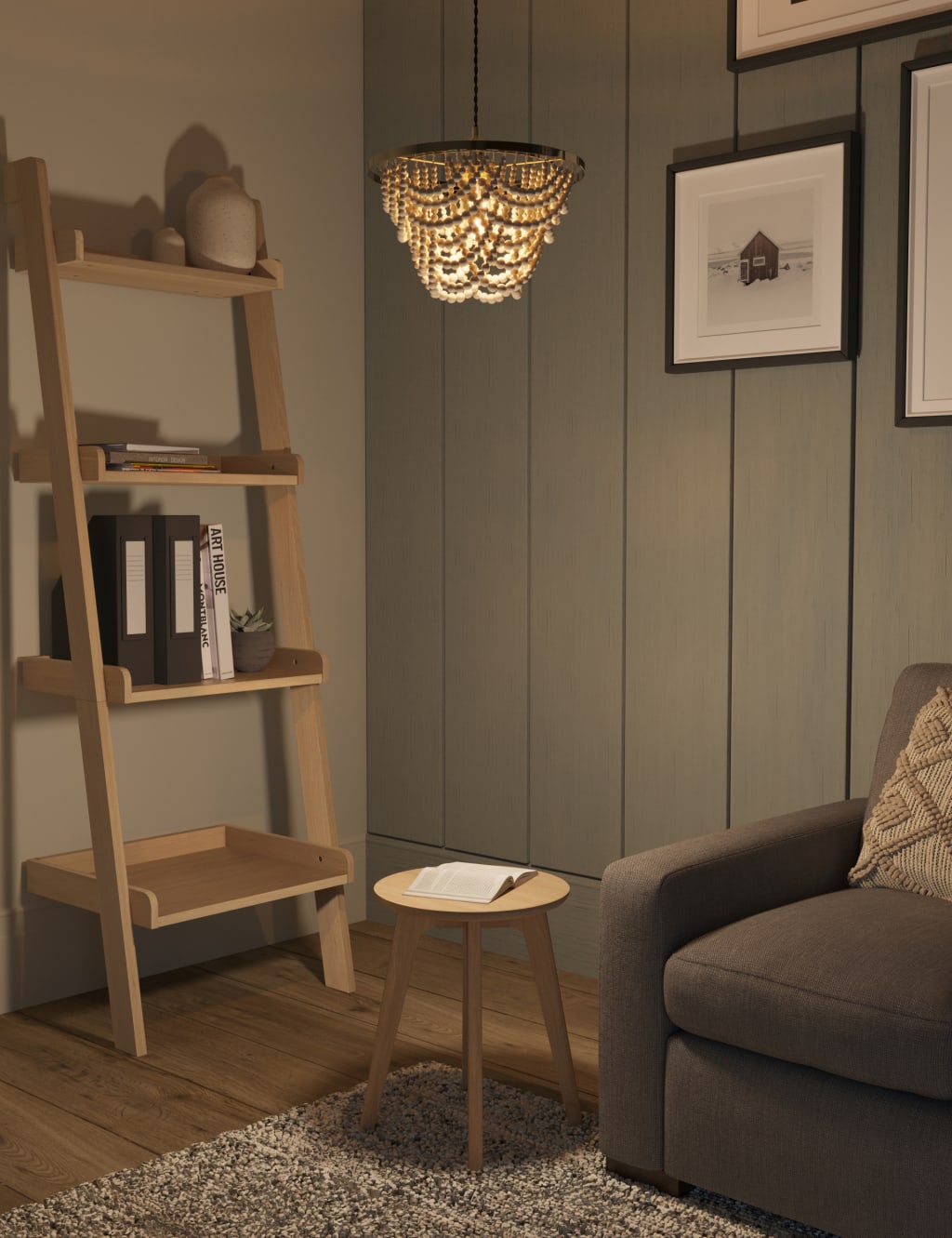 Aurelia Wooden Beaded Easy Fit Lamp Shade M S Collection M S IE