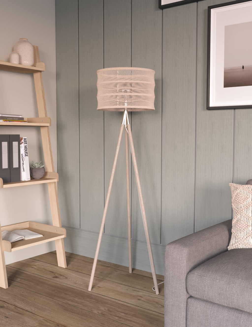 Casual Rattan Floor Lamp 3 of 8