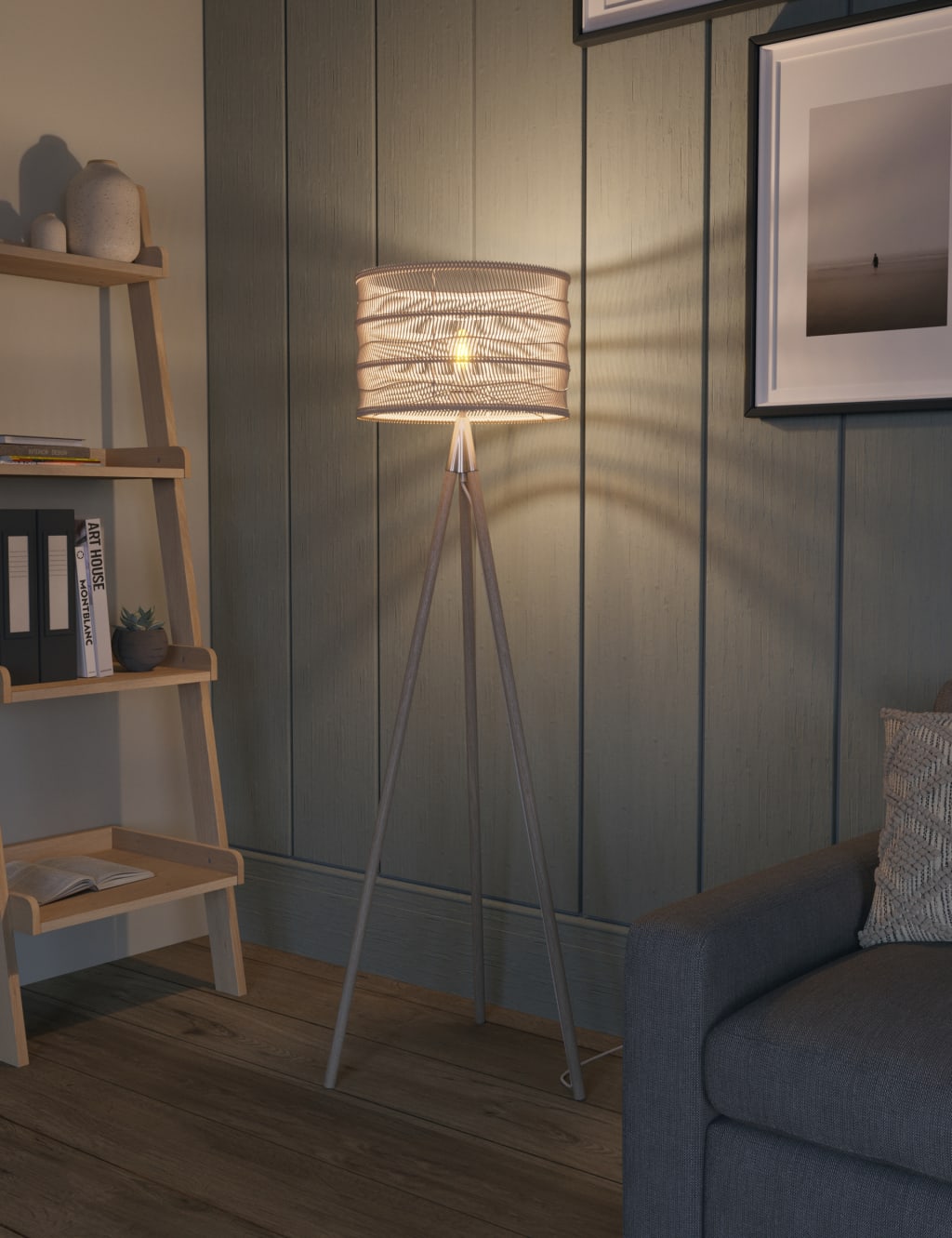 Casual Rattan Floor Lamp 2 of 8