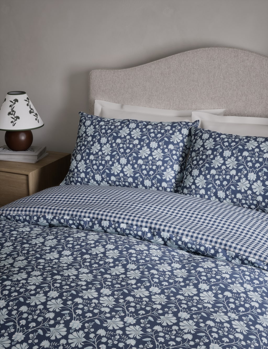 Cotton Rich Floral Gingham Bedding Set 4 of 6