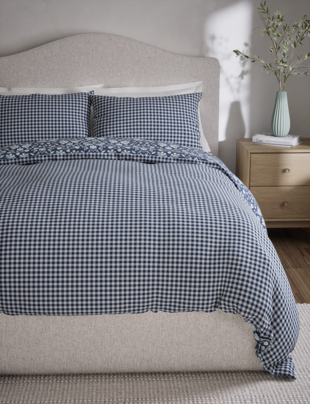 Cotton Rich Floral Gingham Bedding Set 6 of 6