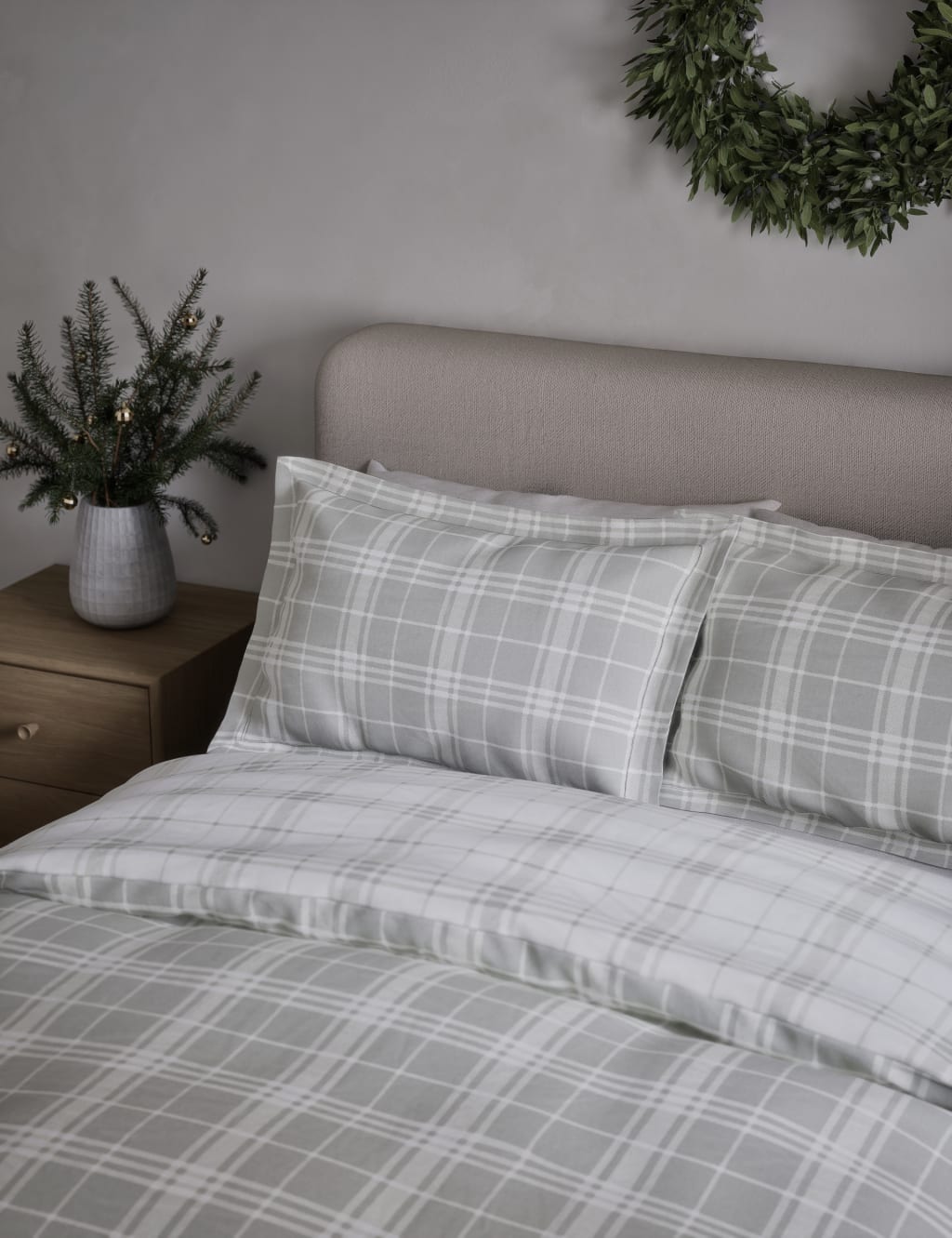 Pure Brushed Cotton Checked Bedding Set 3 of 6