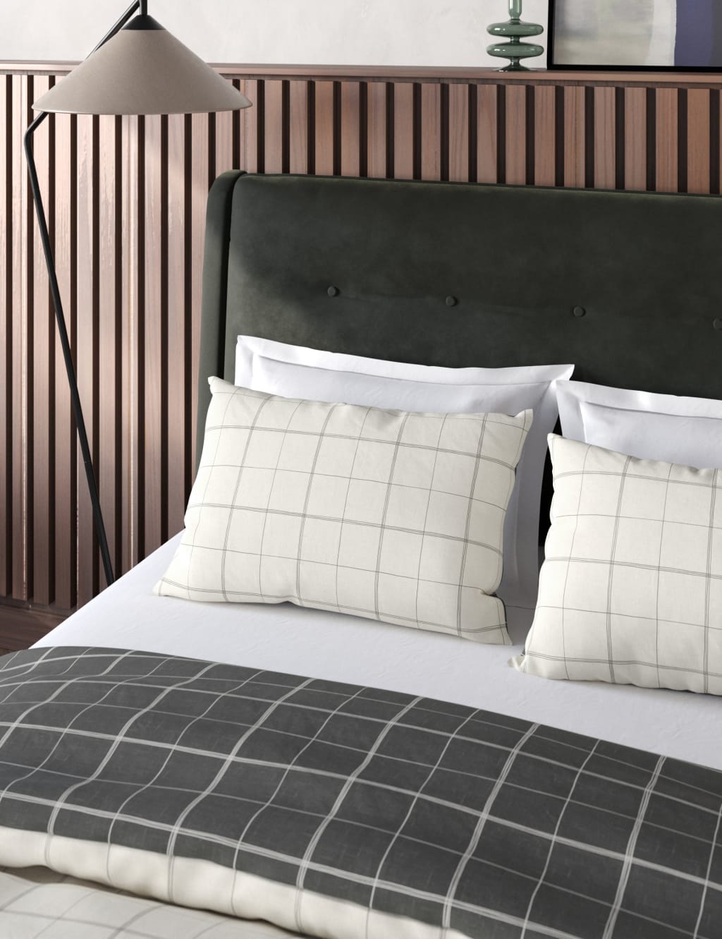 Cotton Blend Checked Bedding Set 3 of 7