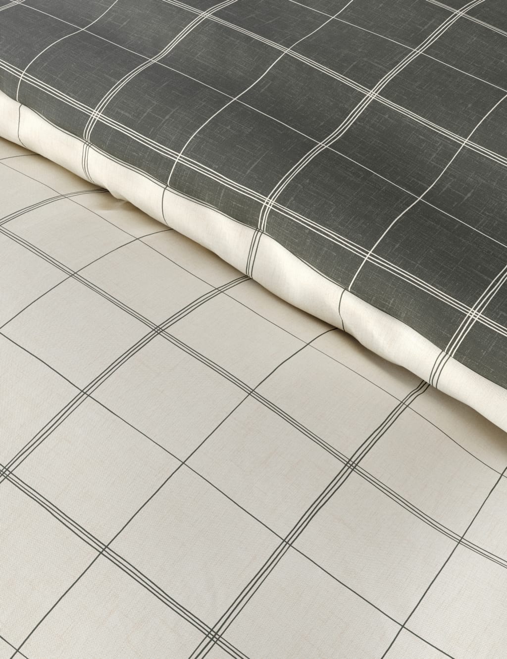 Cotton Blend Checked Bedding Set 4 of 7