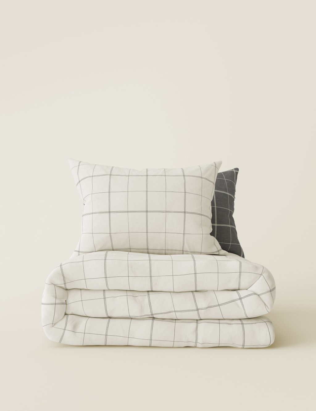 Cotton Blend Checked Bedding Set 2 of 7