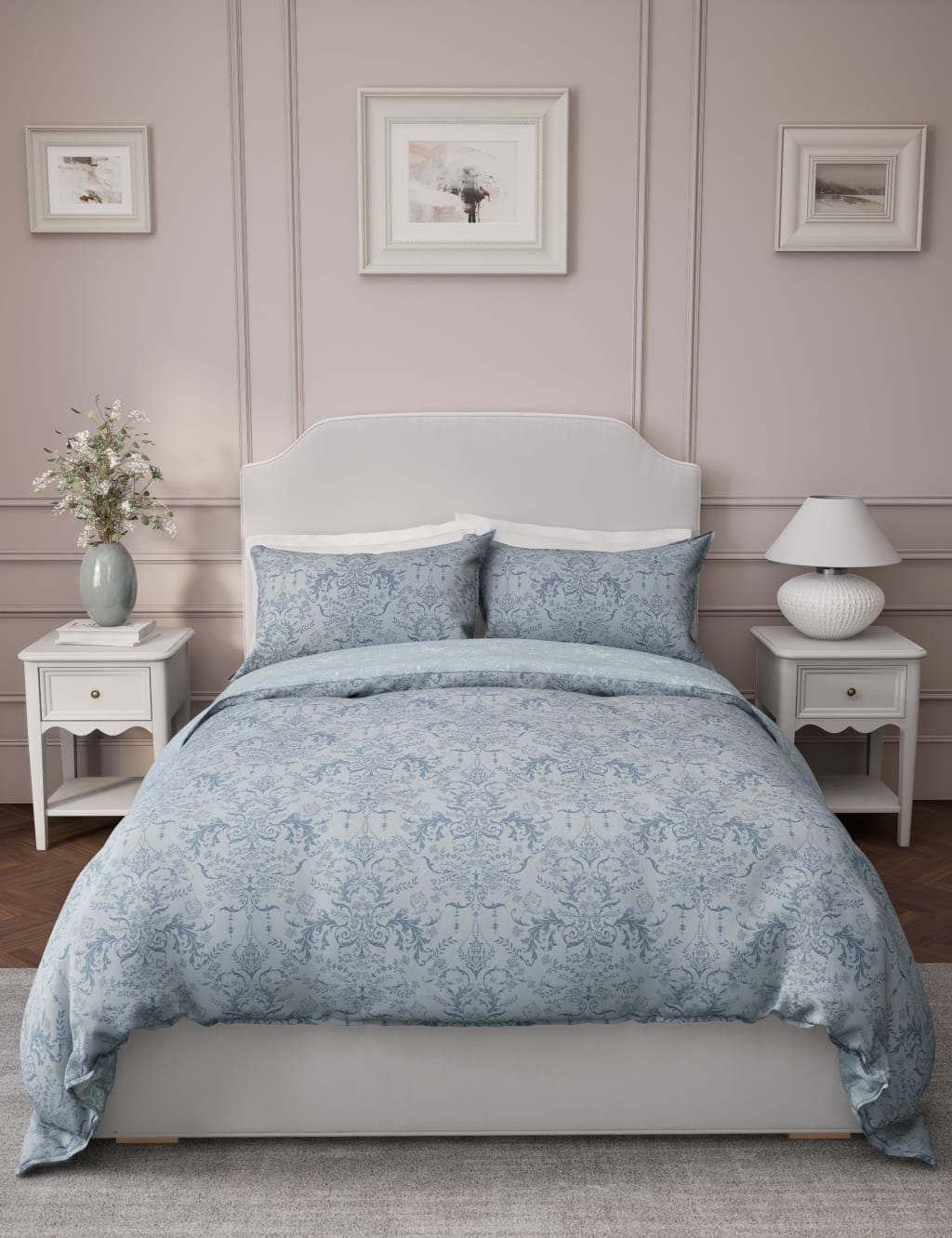 Aida-Alouette Damask Sateen Bedding Set 4 of 5