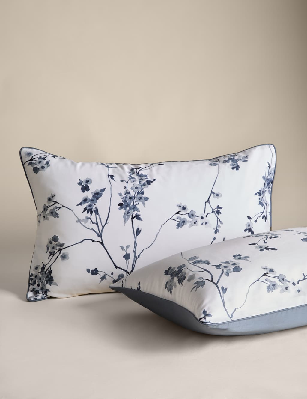 Pure Cotton Sateen Trailing Cherry Blossom Bedding Set 3 of 4