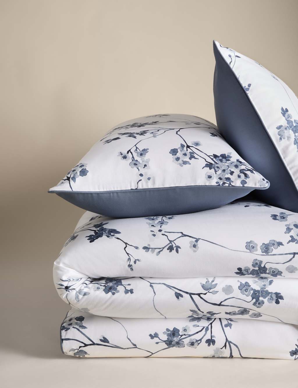 Pure Cotton Sateen Trailing Cherry Blossom Bedding Set 2 of 4
