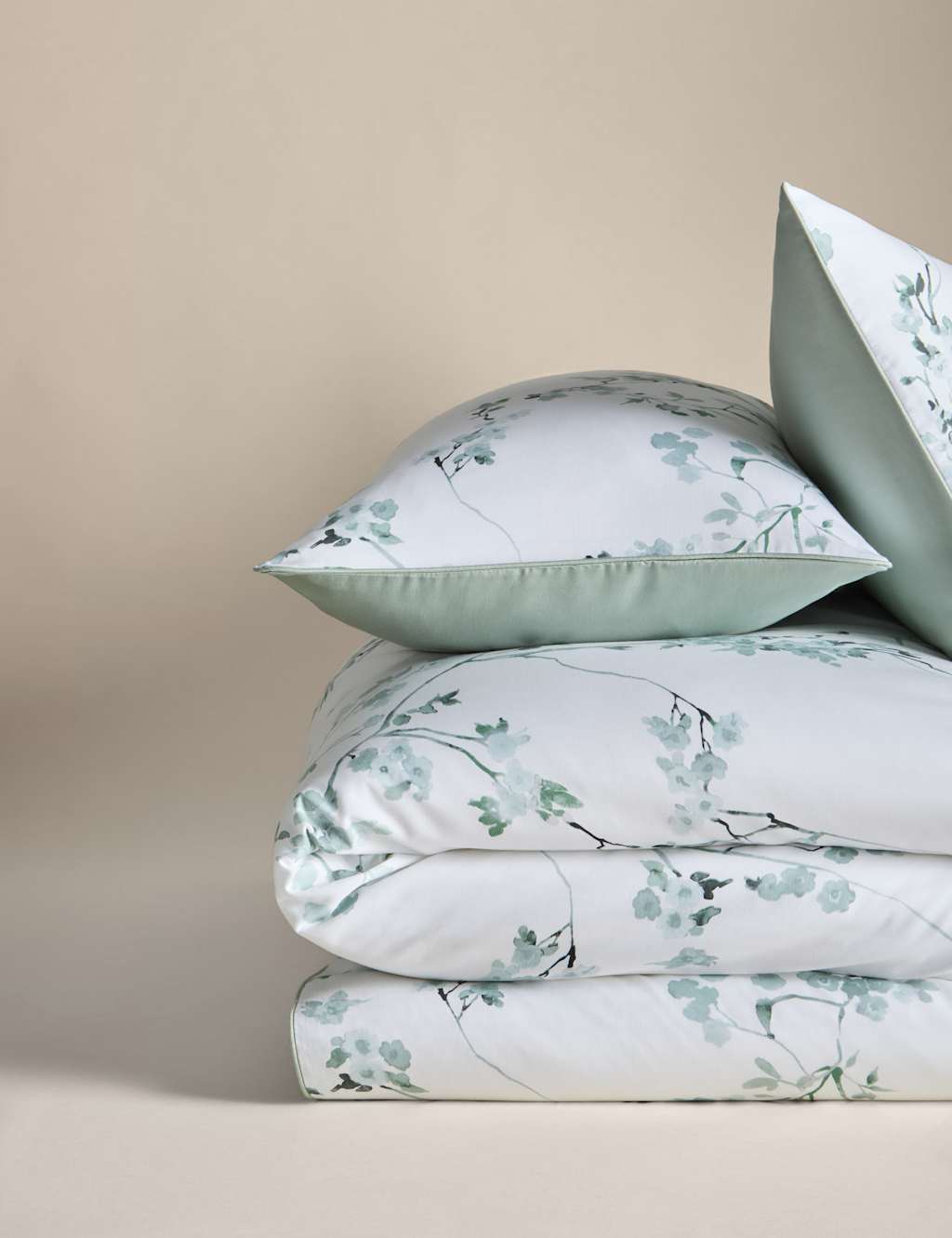 Pure Cotton Sateen Trailing Cherry Blossom Bedding Set 2 of 7