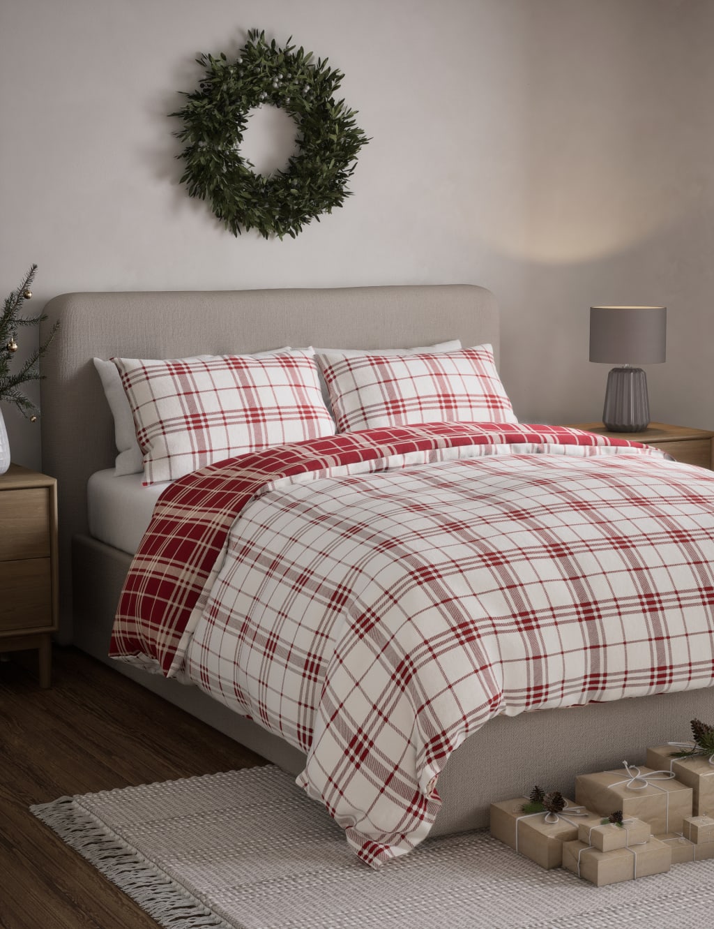 Fleece Checked Bedding Set