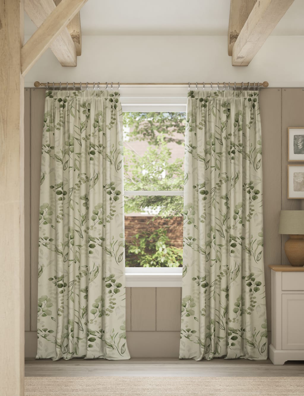 Pure Cotton Watercolour Pencil Pleat Curtains 3 of 4