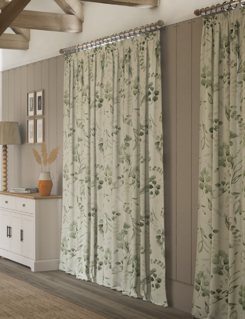 Pure Cotton Watercolour Pencil Pleat Curtains 4 of 4