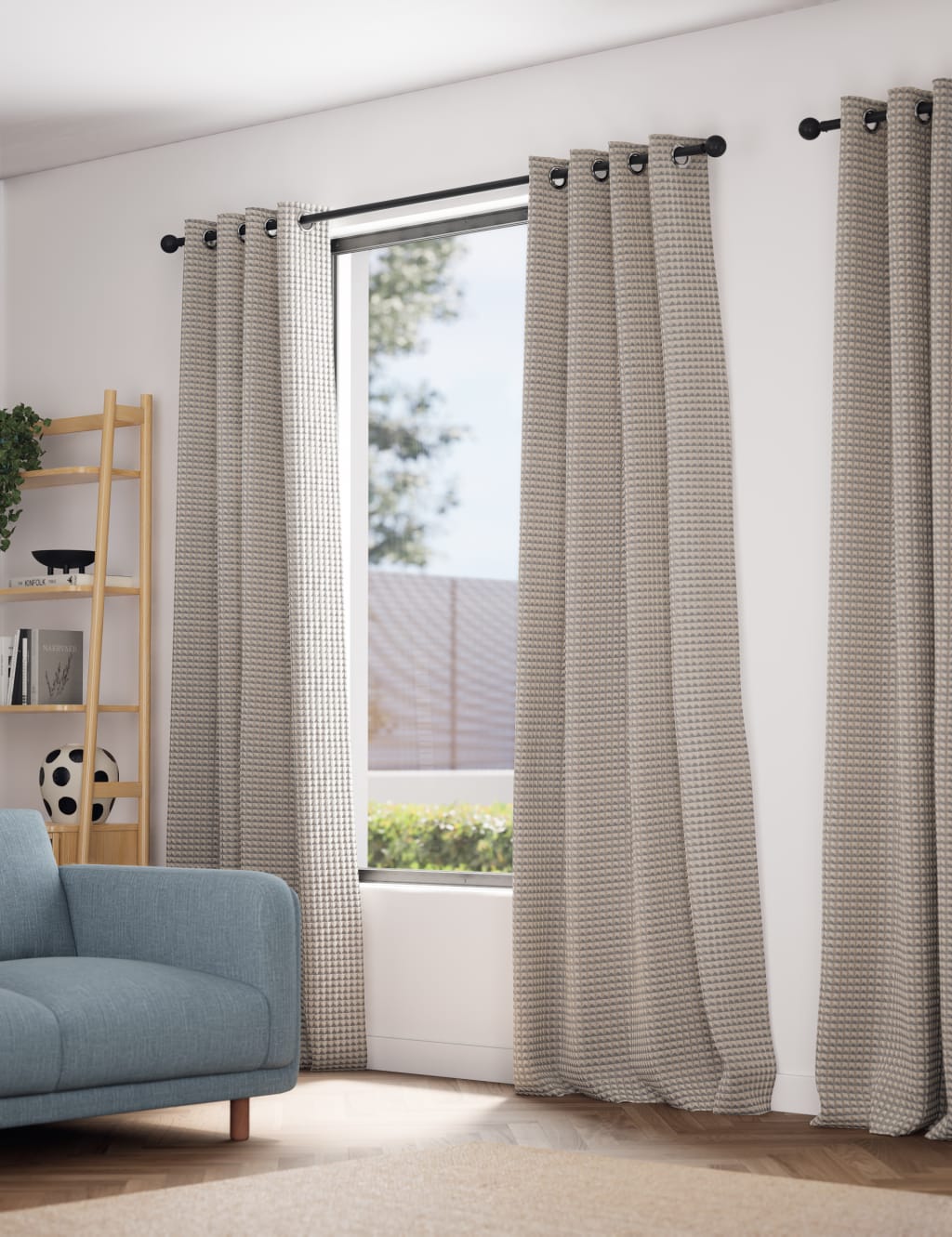 Velvet Geometric Eyelet Curtains 3 of 5