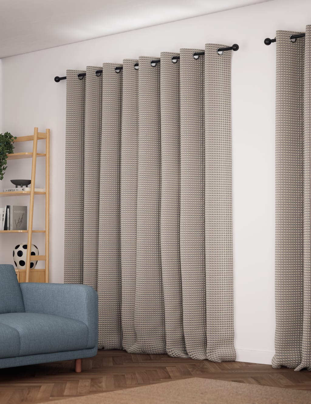Velvet Geometric Eyelet Curtains 4 of 5