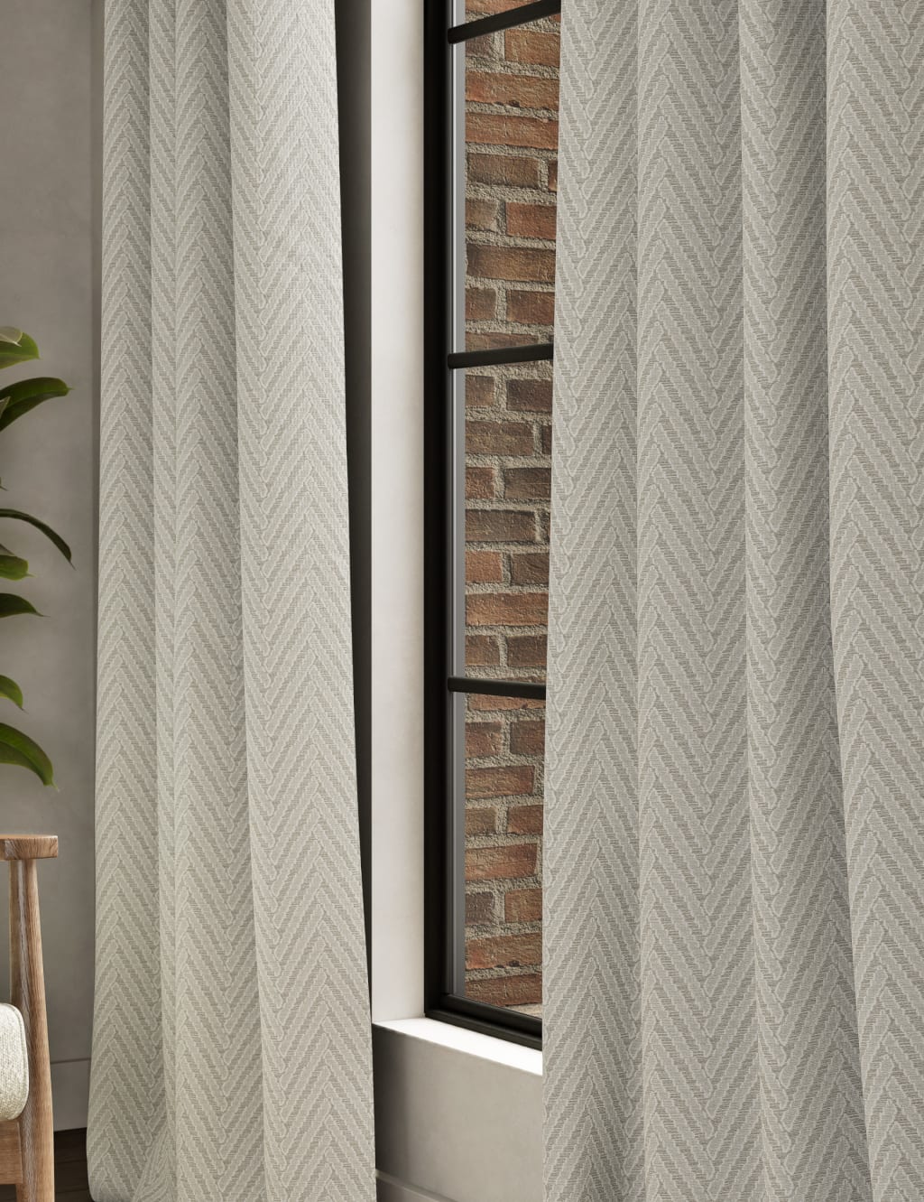 Textured Herringbone Eyelet Curtains 2 of 4