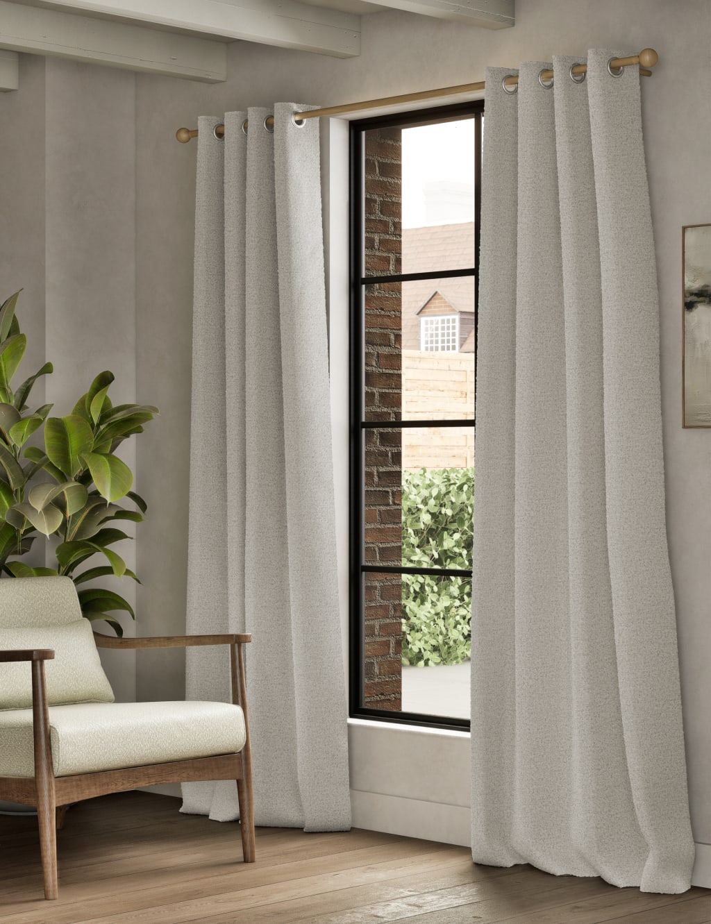 Boucle Marl Eyelet Curtains 3 of 4