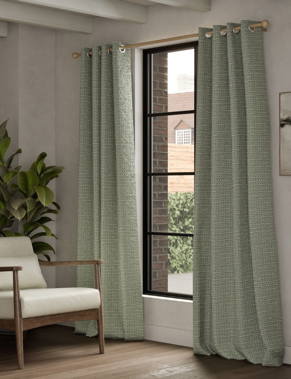 Chenille Geometric Eyelet Curtains 3 of 4