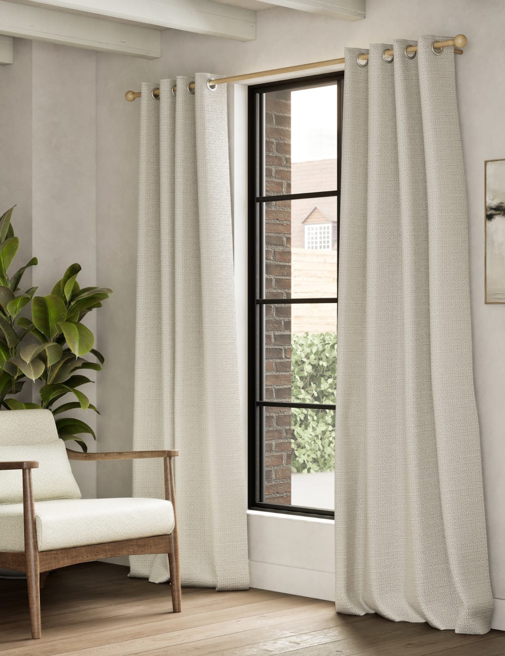 Chenille Geometric Eyelet Curtains 3 of 4