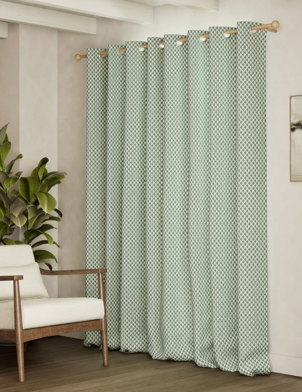 Cotton Blend Geometric Eyelet Curtains 4 of 4