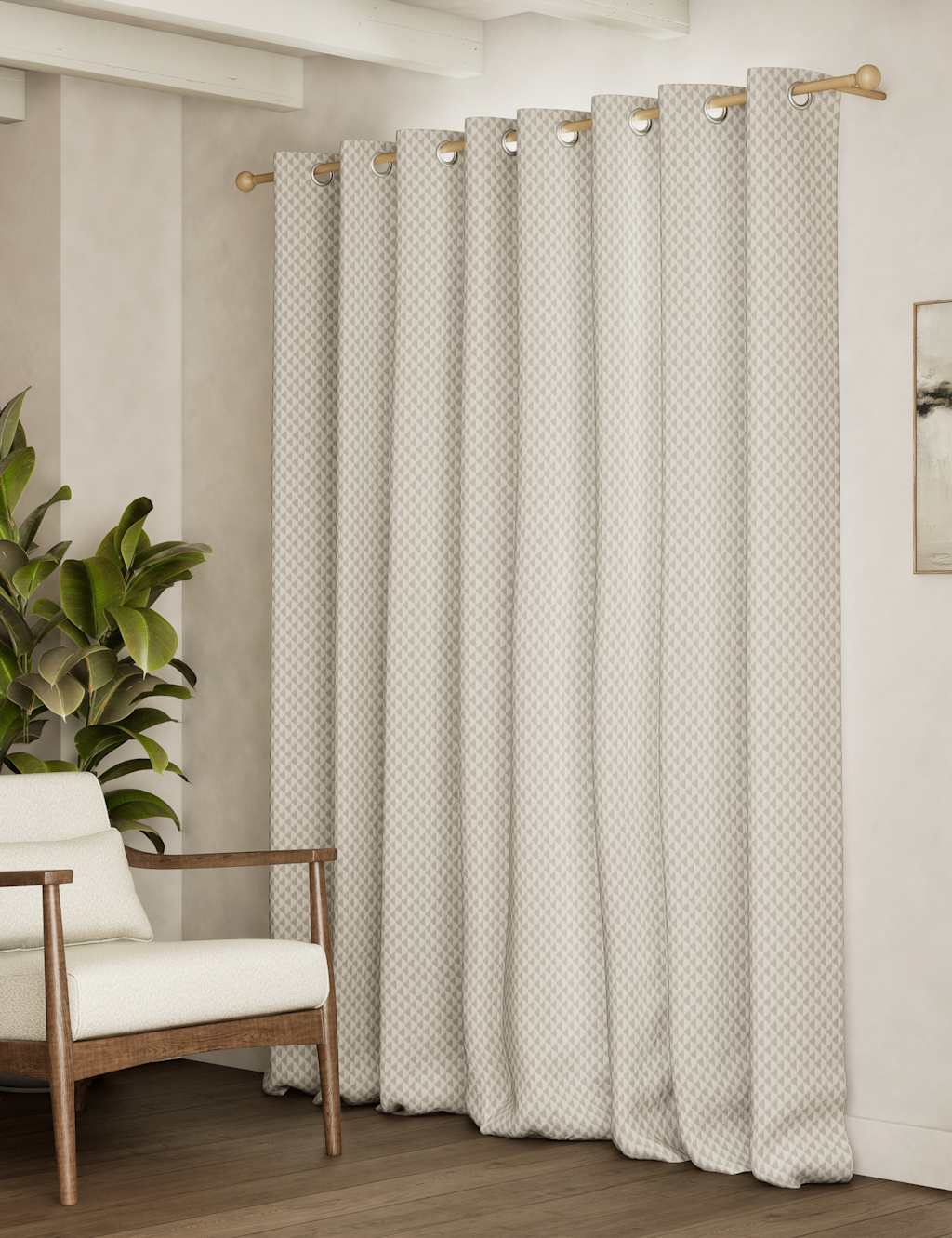 Cotton Blend Geometric Eyelet Curtains 4 of 4