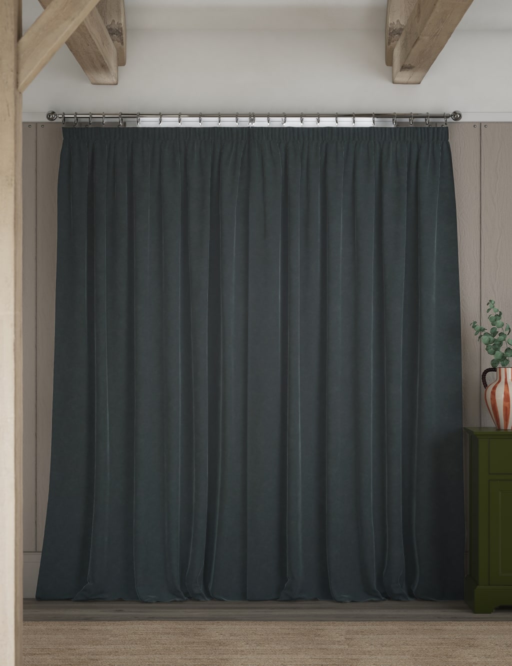 Velvet Pencil Pleat Thermal Curtains 4 of 6