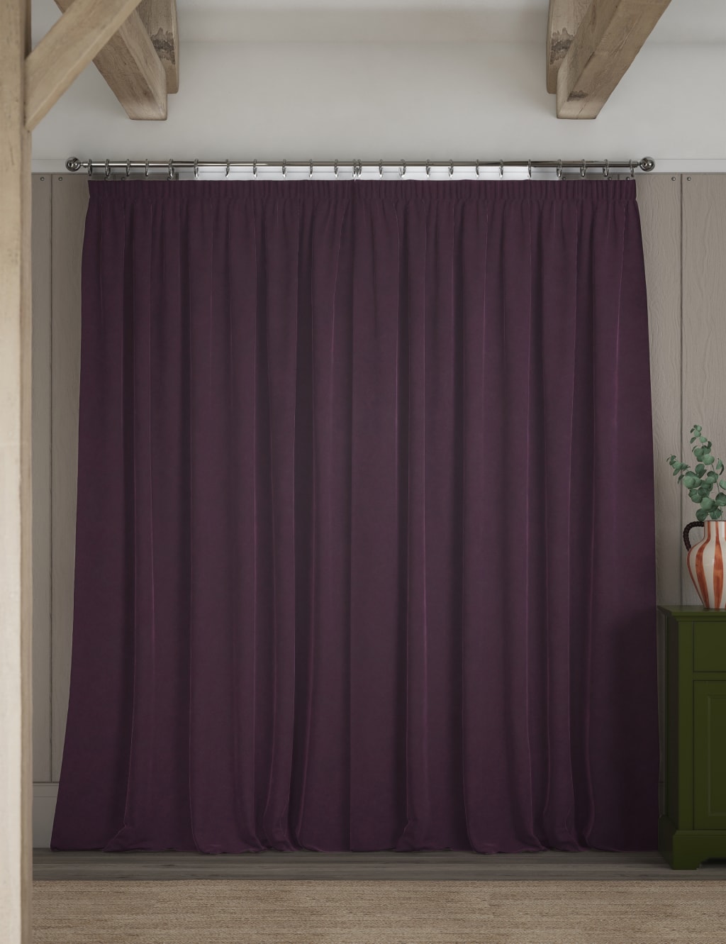 Velvet Pencil Pleat Thermal Curtains 4 of 6