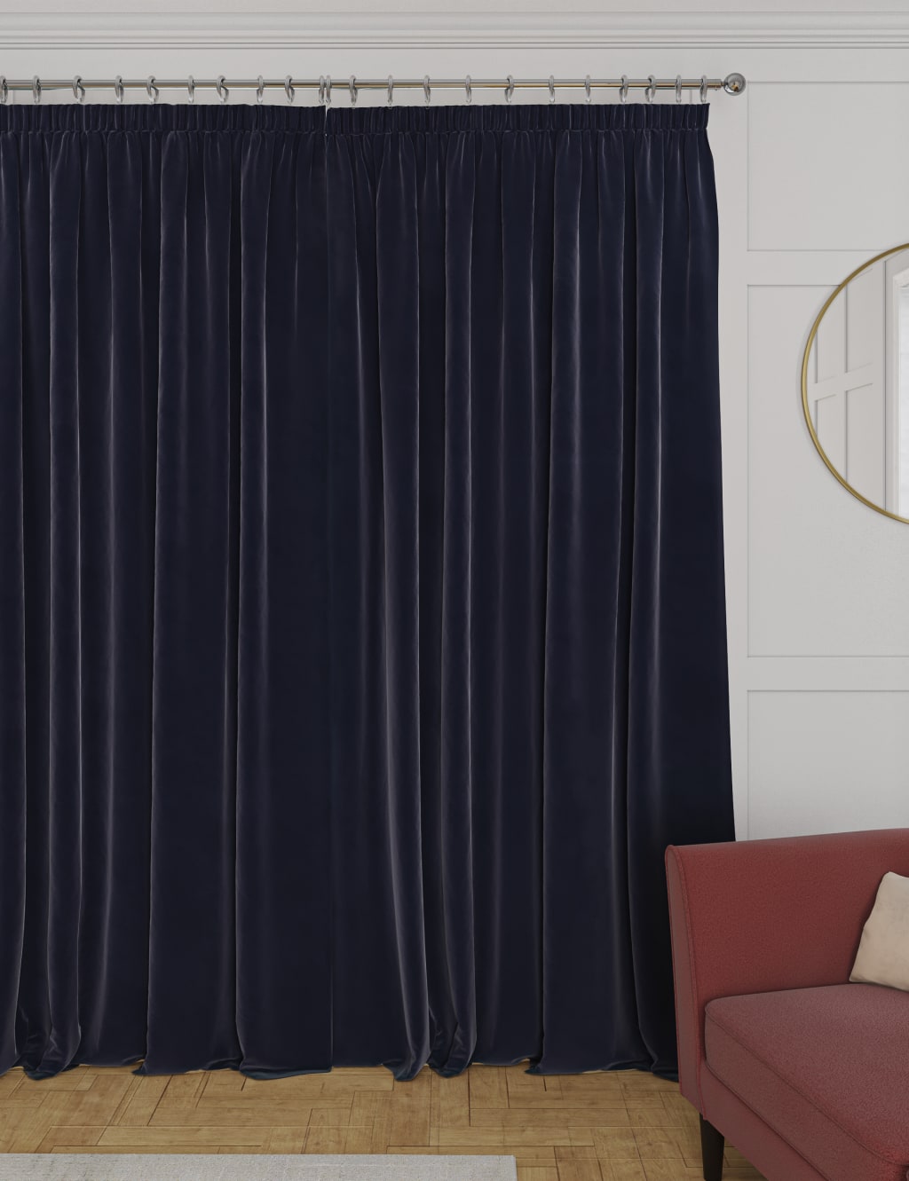 Velvet Pencil Pleat Thermal Curtains 4 of 6