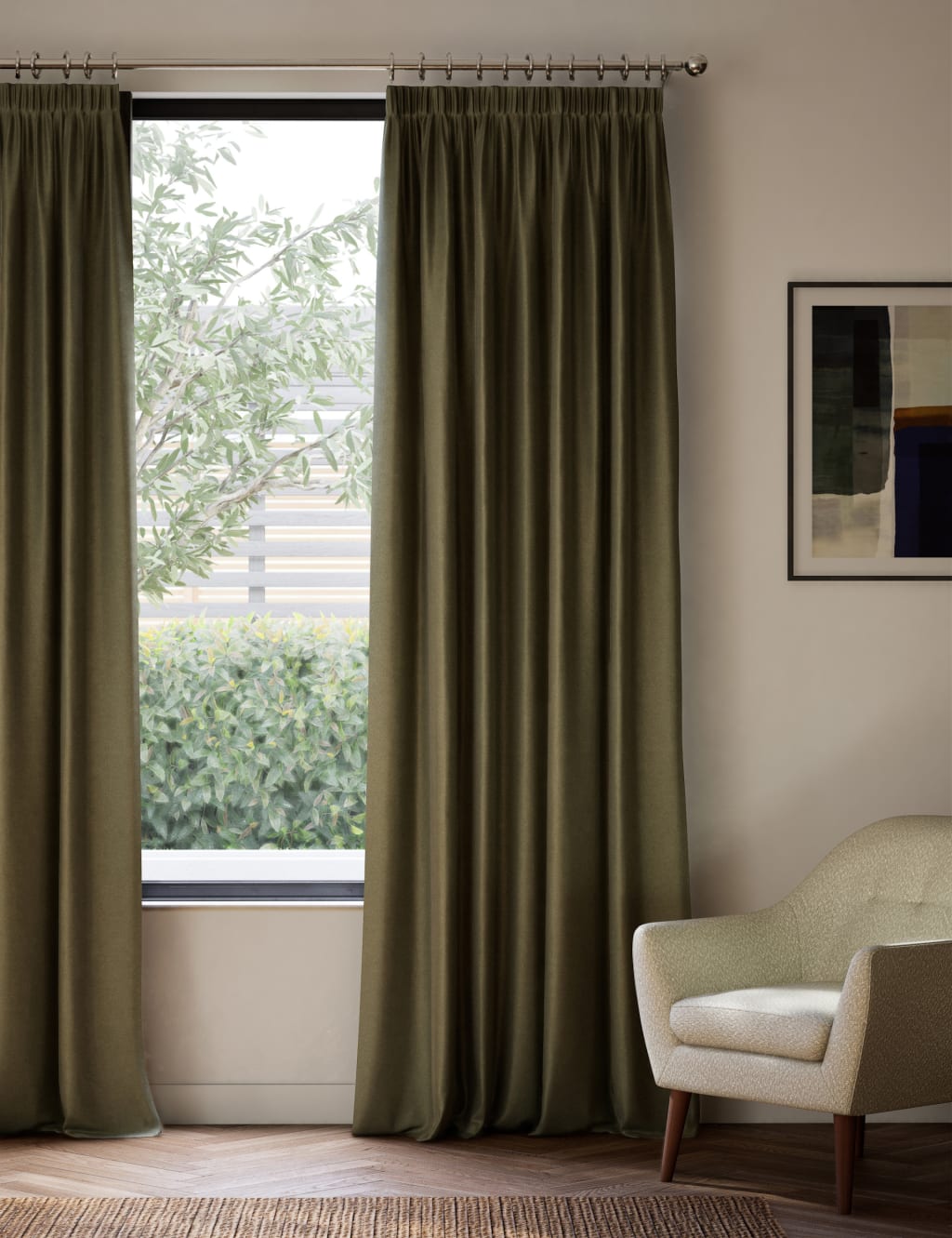 Velvet Pencil Pleat Curtains 3 of 4