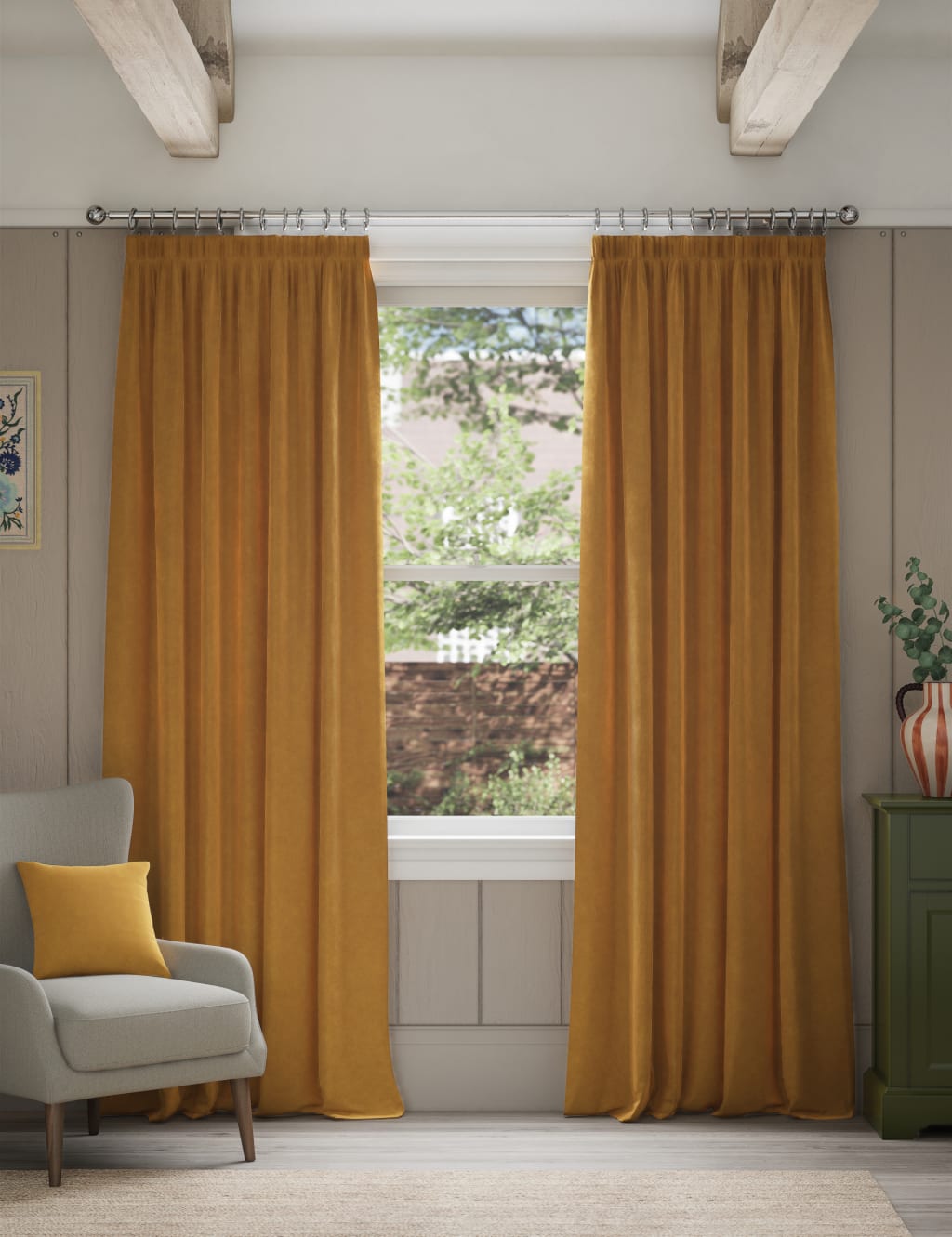Velvet Pencil Pleat Thermal Curtains 3 of 6