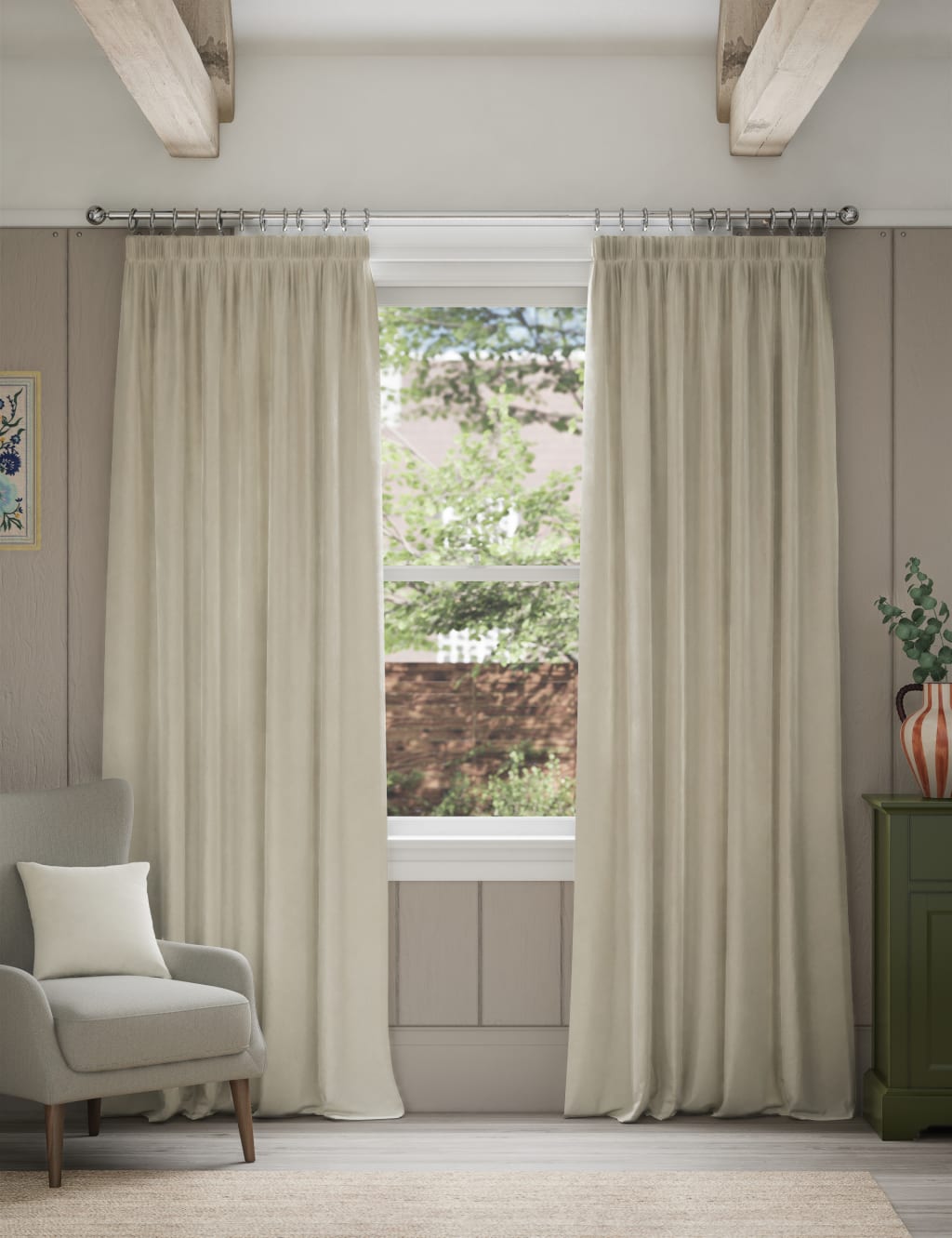 Velvet Pencil Pleat Curtains 3 of 4