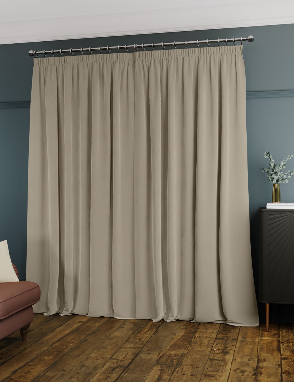 Velvet Pencil Pleat Ultra Thermal Curtains 4 of 8