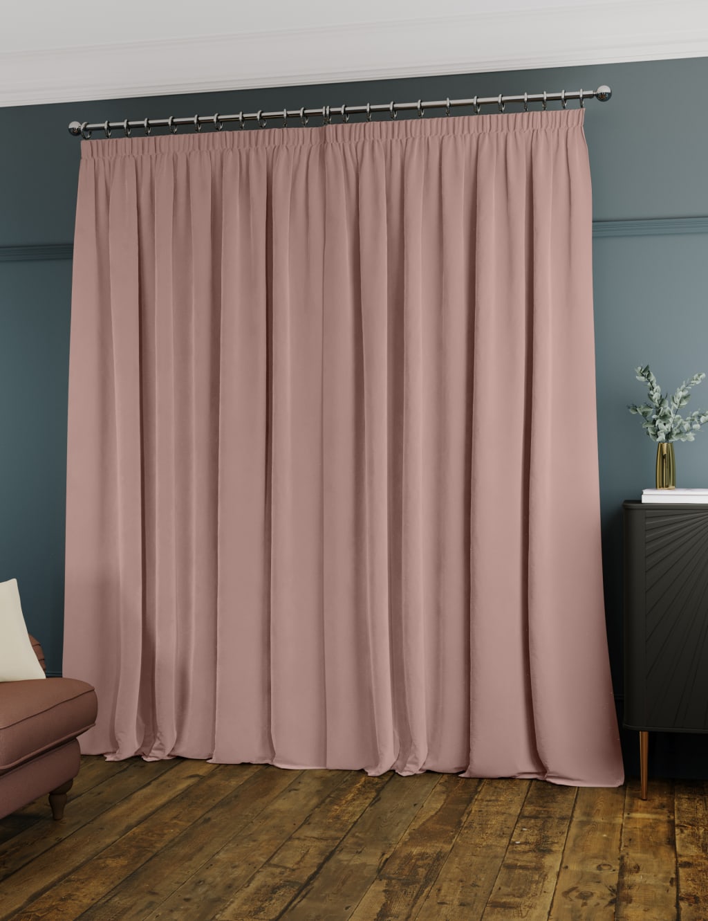 Velvet Pencil Pleat Ultra Thermal Curtains 4 of 8