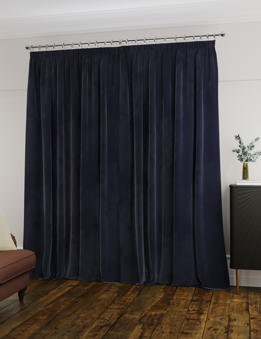 Velvet Pencil Pleat Ultra Thermal Curtains 4 of 5