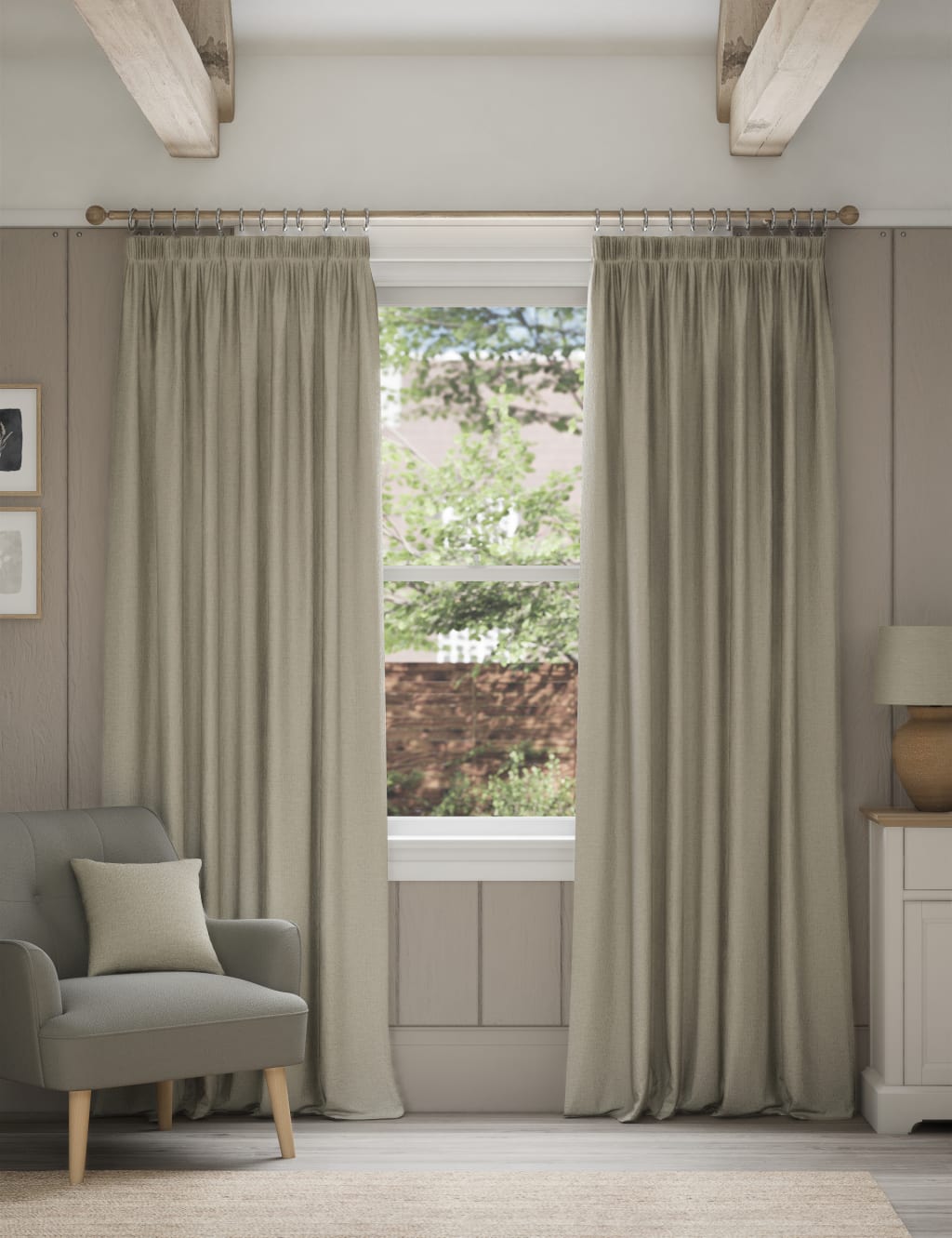 Brushed Pencil Pleat Blackout Thermal Curtains 3 of 4