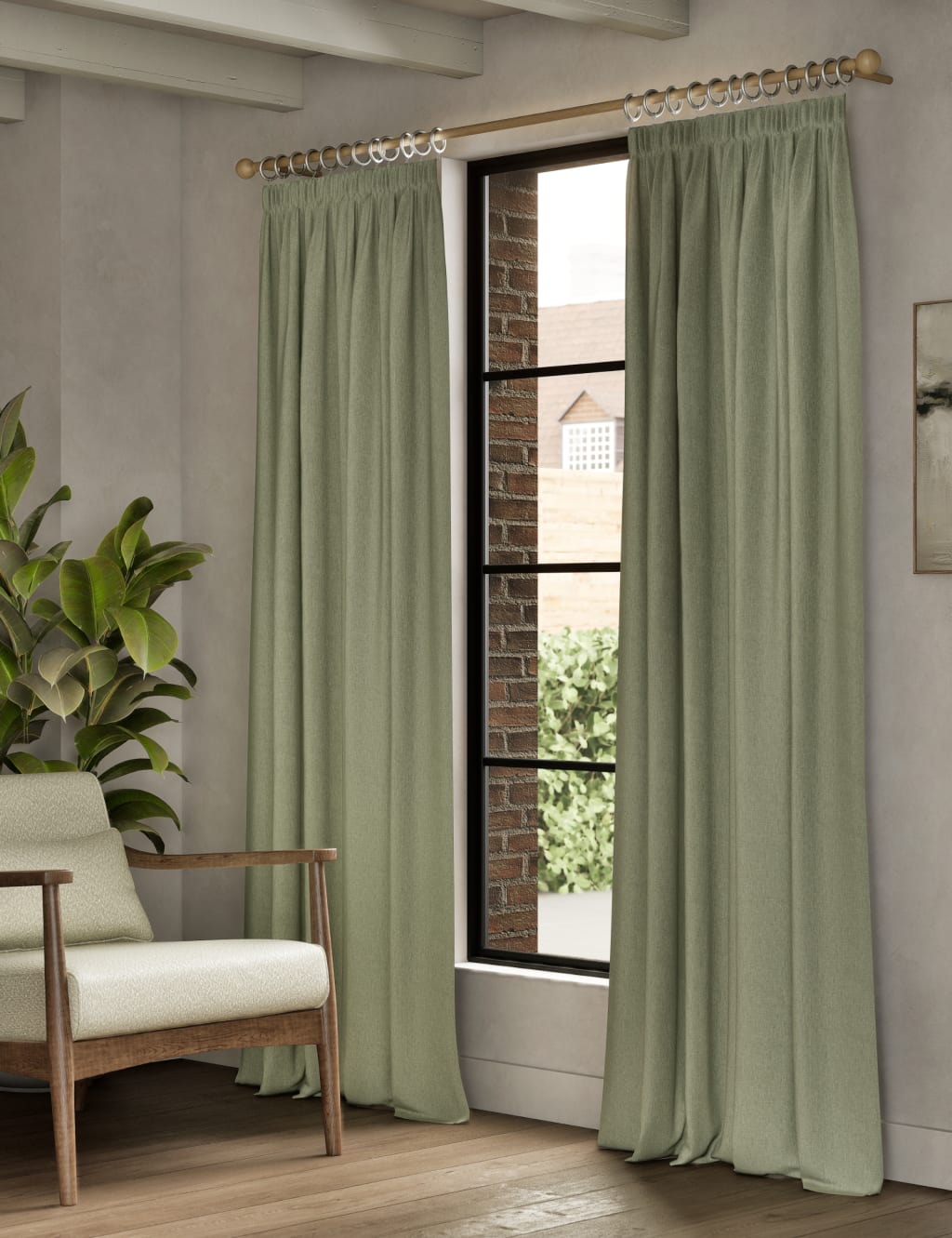Brushed Pencil Pleat Blackout Ultra Thermal Curtains 3 of 8