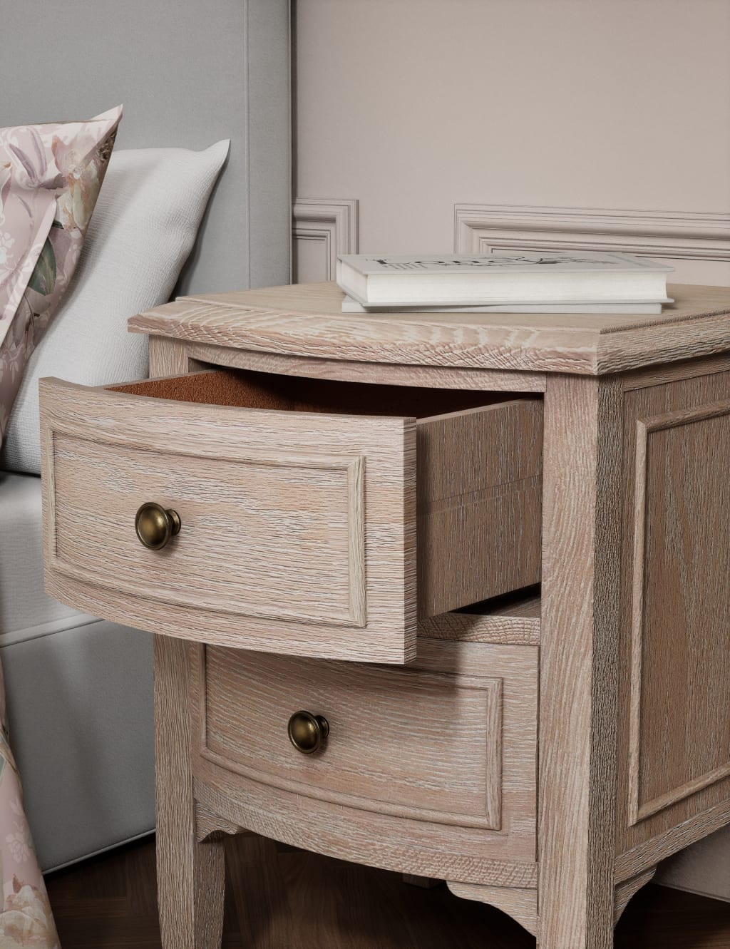 Crescent 2 Drawer Bedside Table 4 of 7