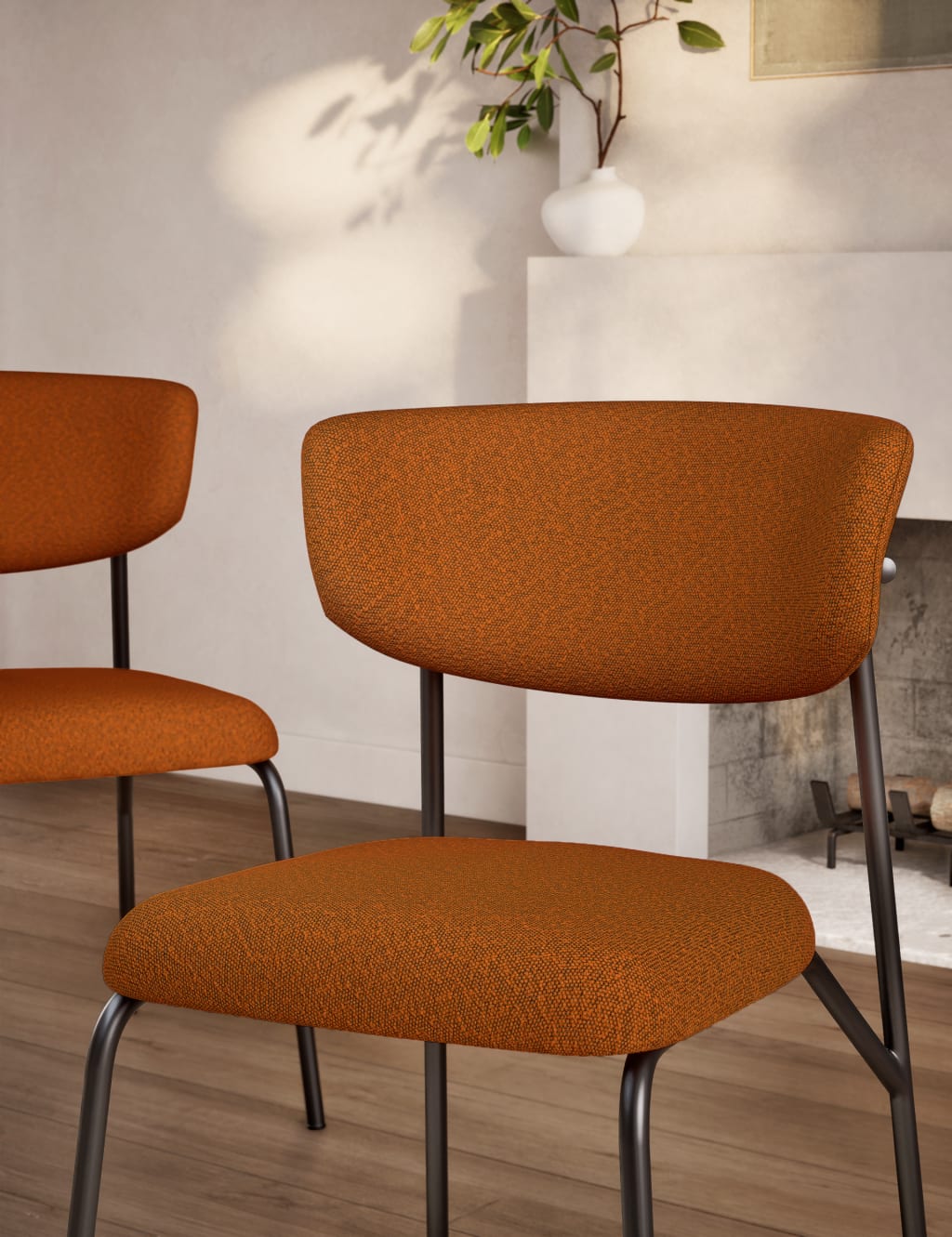 Set of 2 Lucas Bouclé Dining Chairs 4 of 7