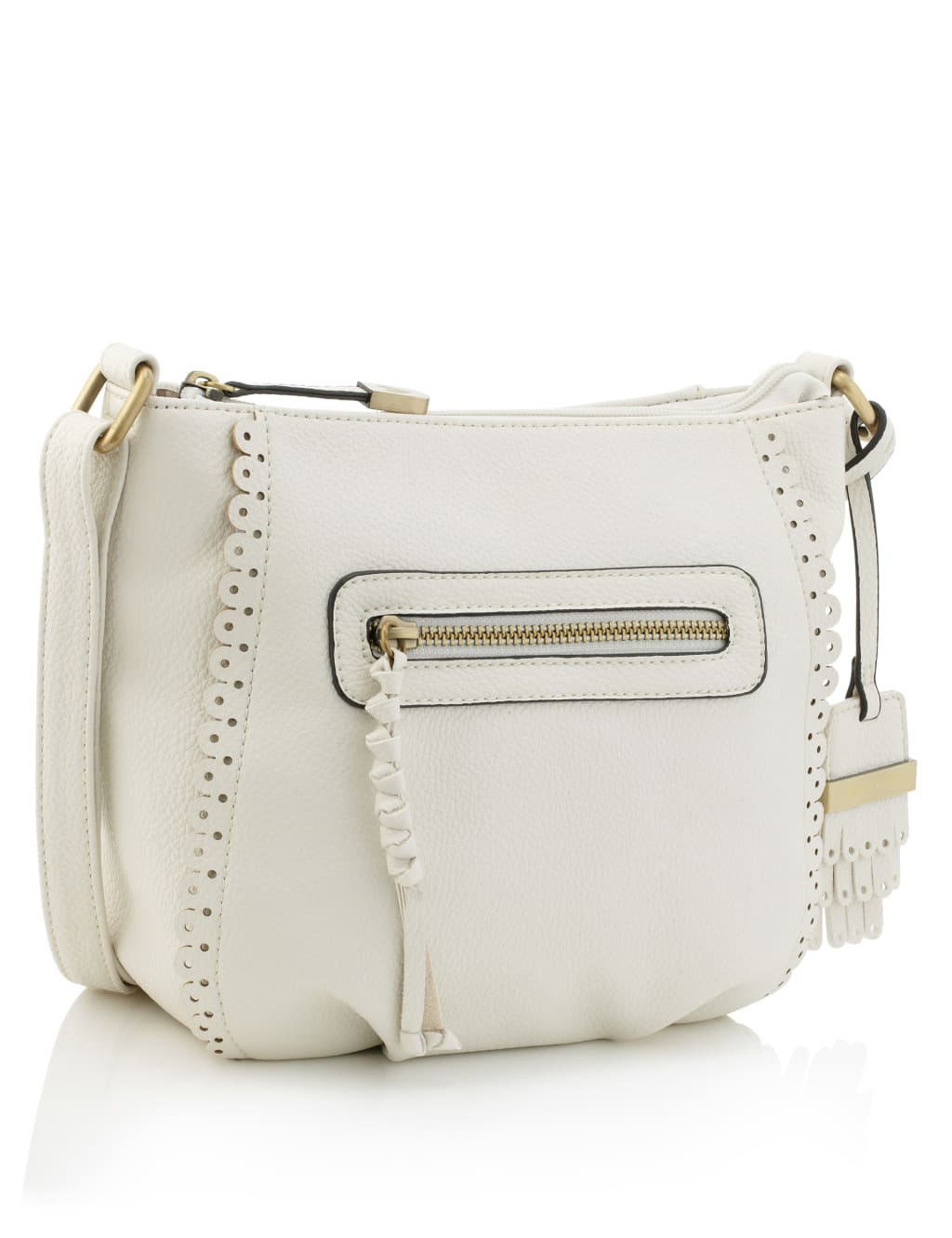 Faux Leather Scallop Trim Across Body Bag 3 of 5