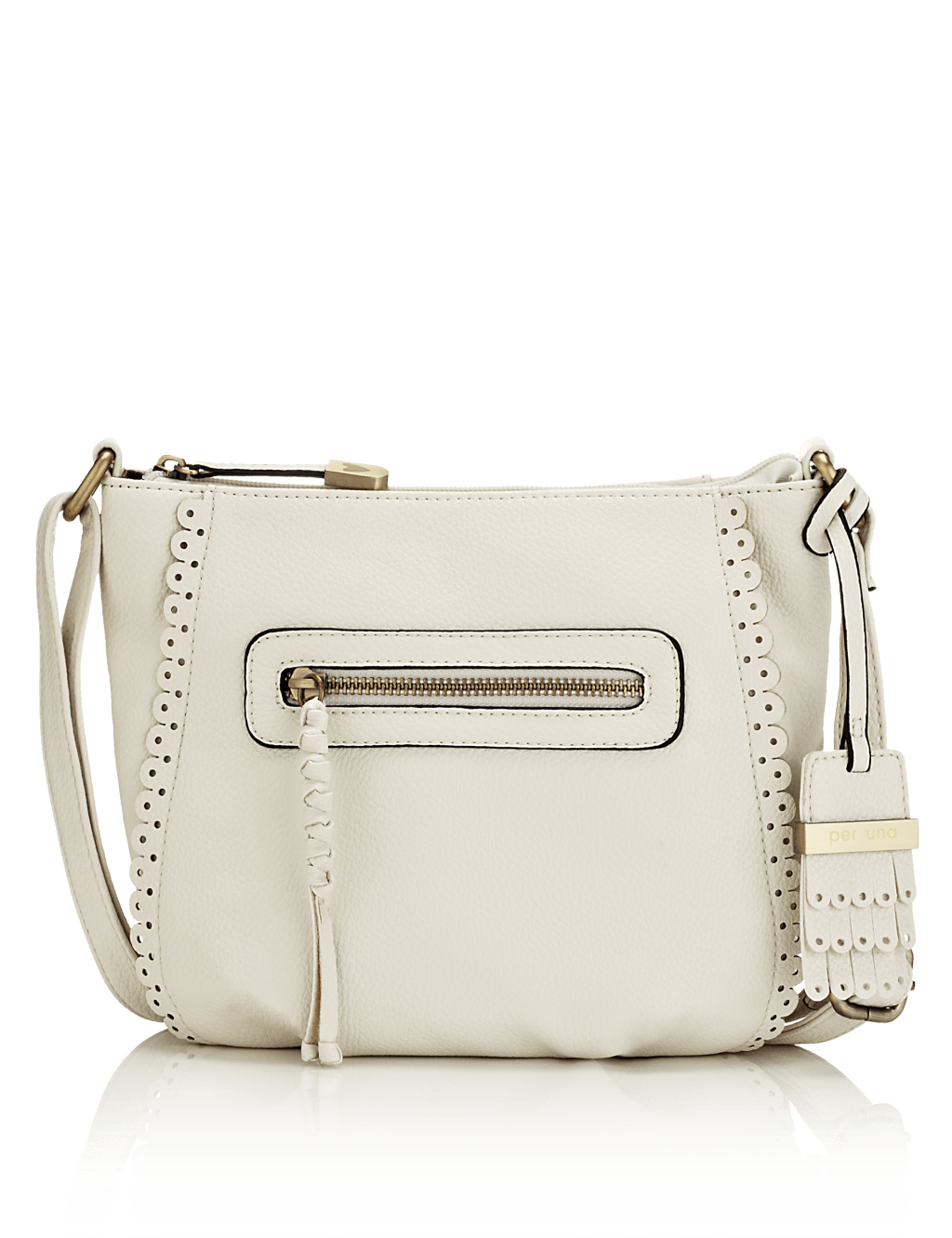 Faux Leather Scallop Trim Across Body Bag 2 of 5