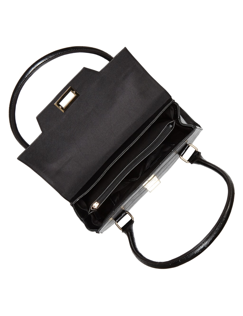 Faux Leather Twist Lock Tote Bag 6 of 6