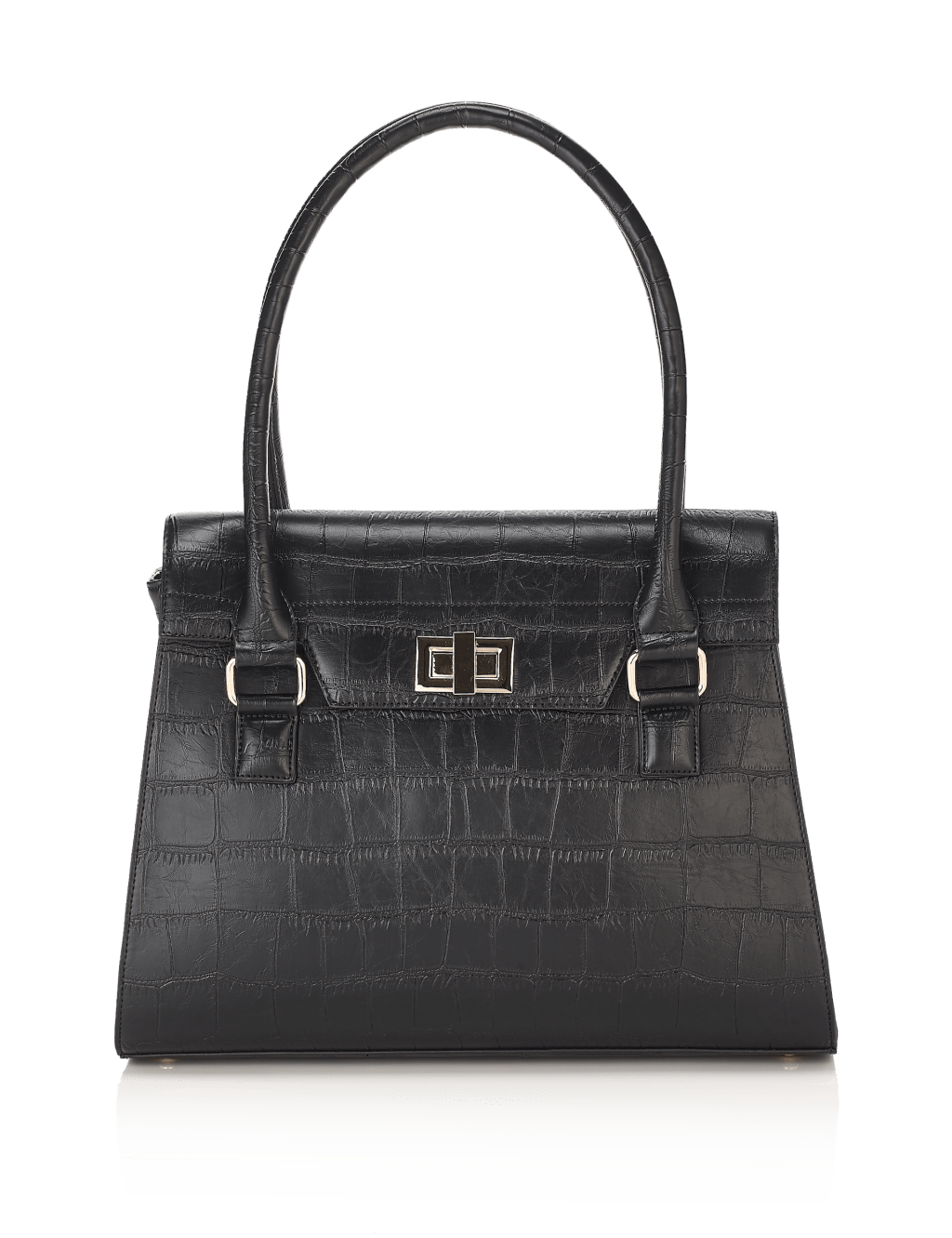 Faux Leather Twist Lock Tote Bag 2 of 6