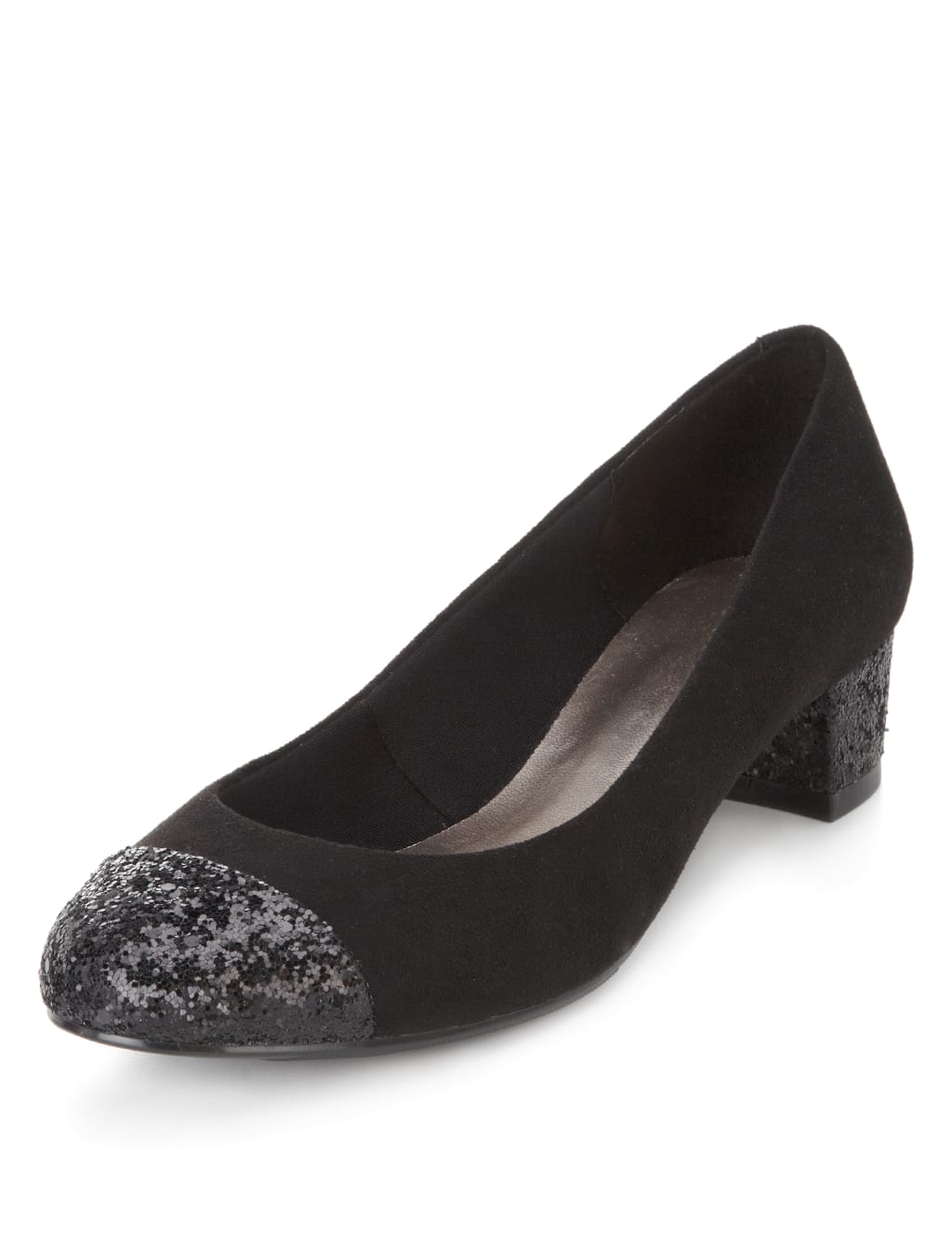 Glitter Toe Cap Court Shoes with Insolia Flex M S Collection M S